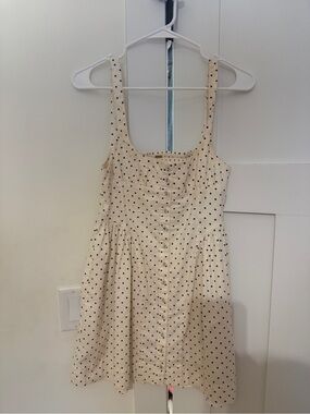 Free People Polka Dot Button-Front Cream Sundress